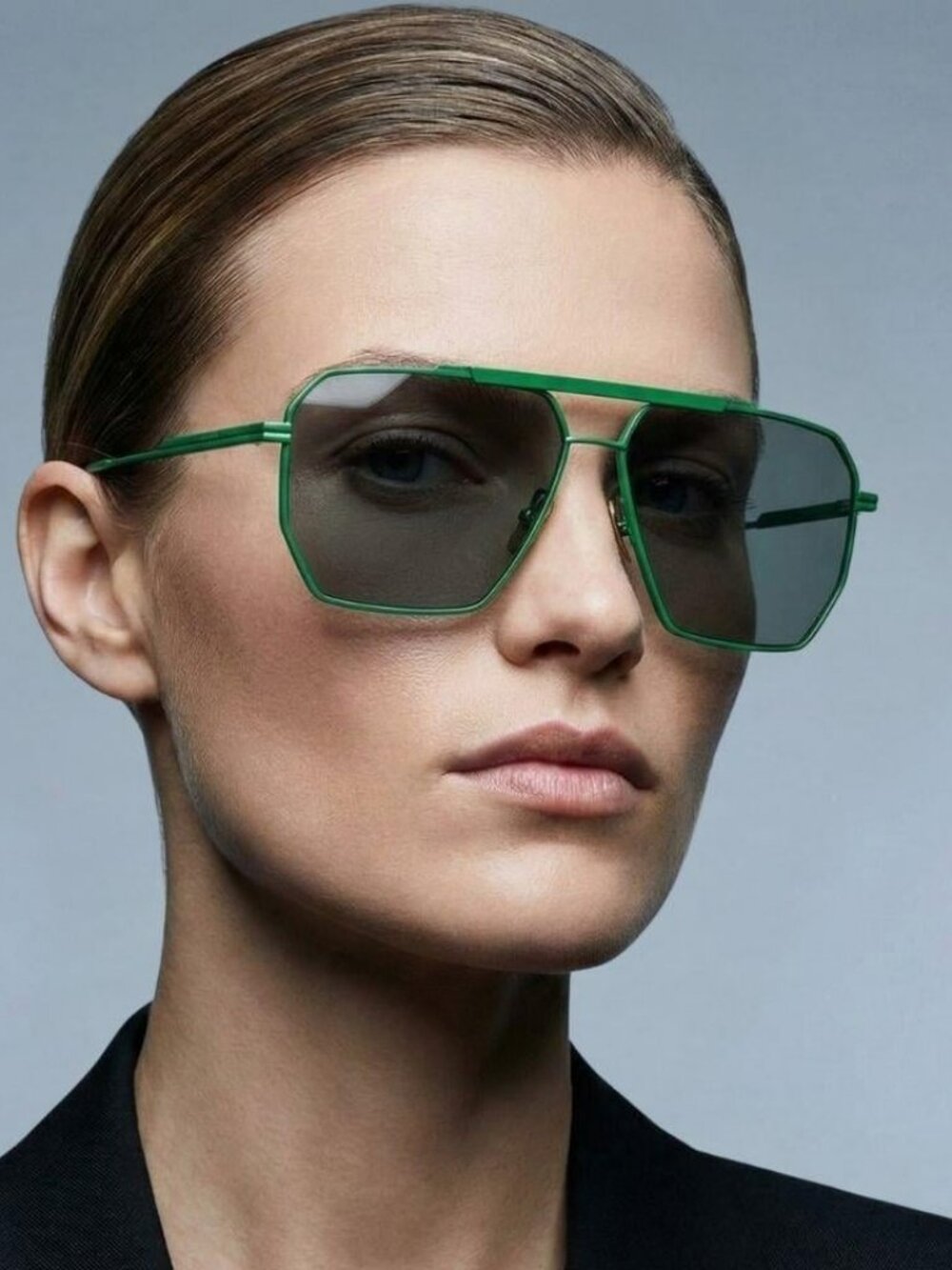 Bottega Veneta Women Sunglasses Green Pilot BV1012S 006 NEW AUTHENTIC